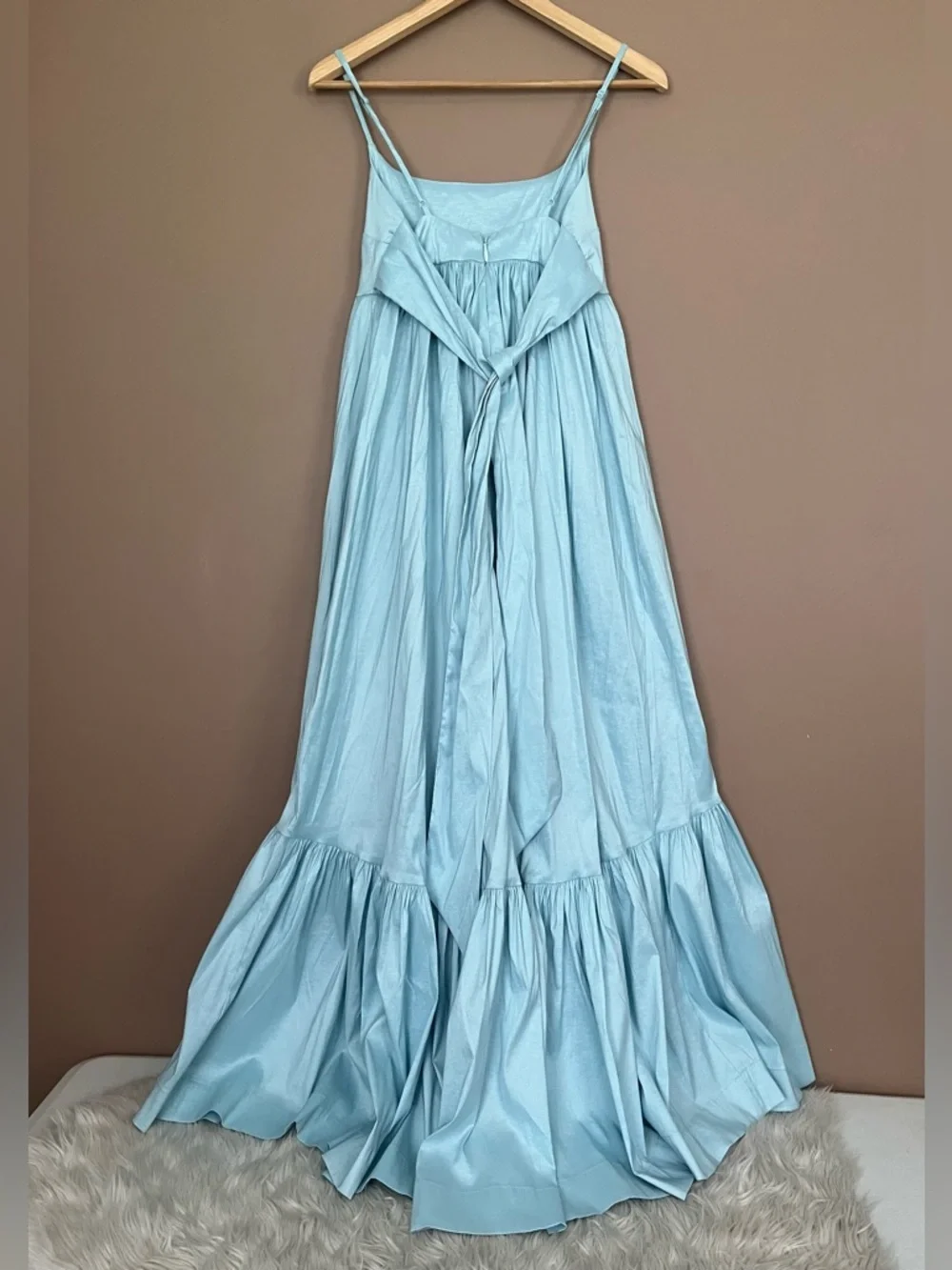 {Abercrombie & Fitch} Bow-Back Taffeta Maxi Dress in Blue - Womens Small - NWT